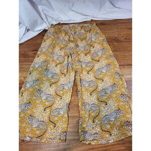 Print Fresh Sze L Pajama Pants Bagheera Leopard Cheetah Yellow Vicose Pull On